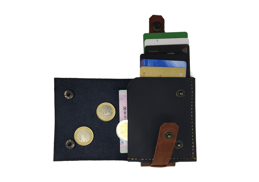 Slim Wallet with stripe and coins cover